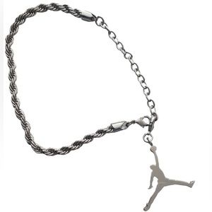 New Nike Air Jordan Silver Tone Chain Shoes Sneakers Ankle Jewelry Charm Braided